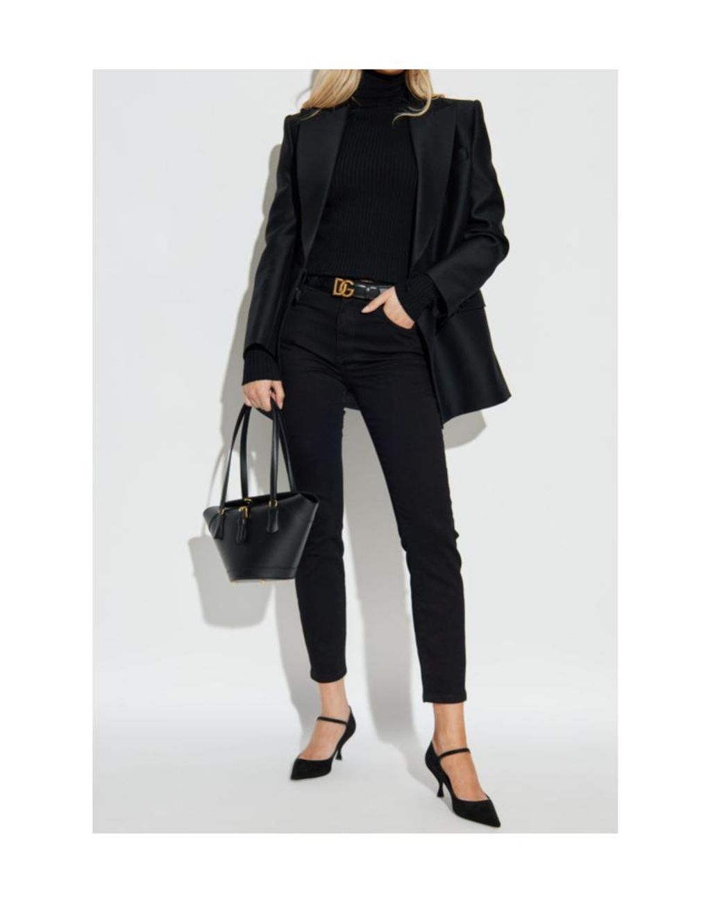 Dolce & Gabbana Black Dg Logo Plaque Turtleneck Sweater