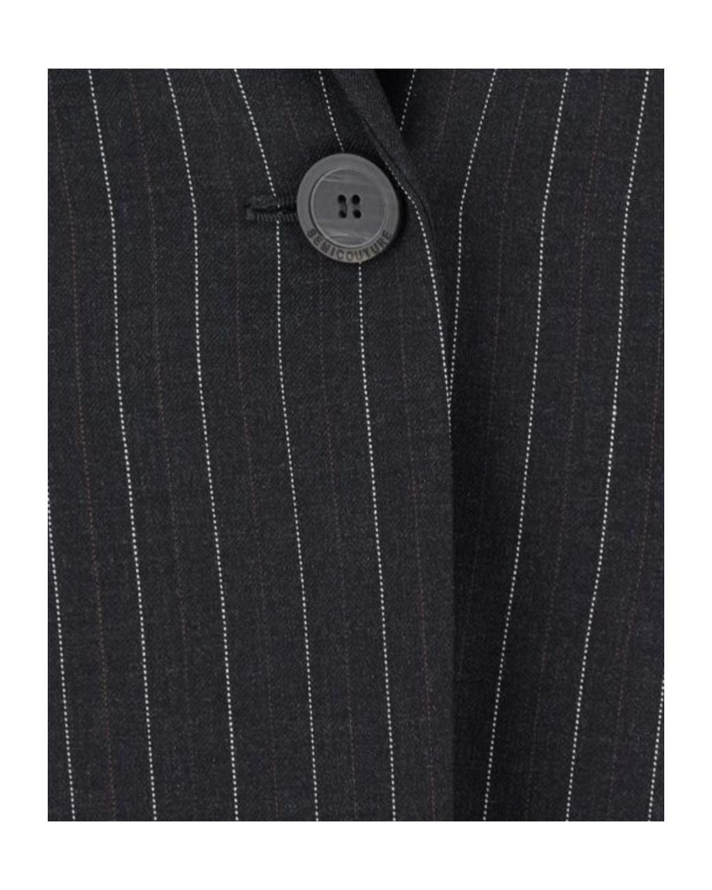 Semicouture Black Semi Couture Carmen Pinstripe Single-Breasted Blazer
