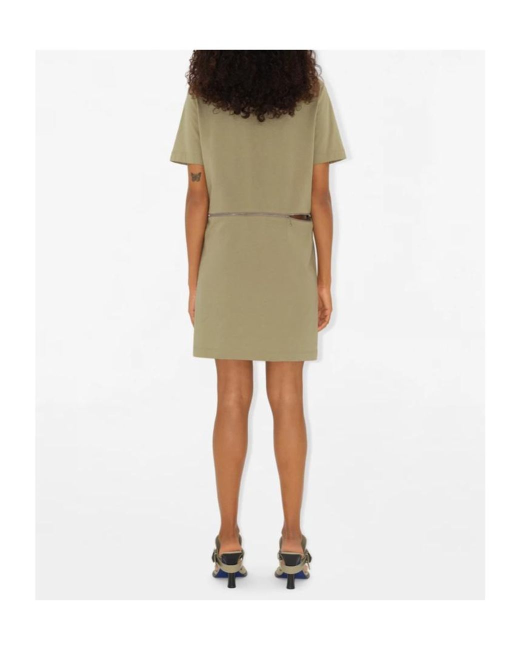 Burberry Green Logo-Embroidered Cotton Dress