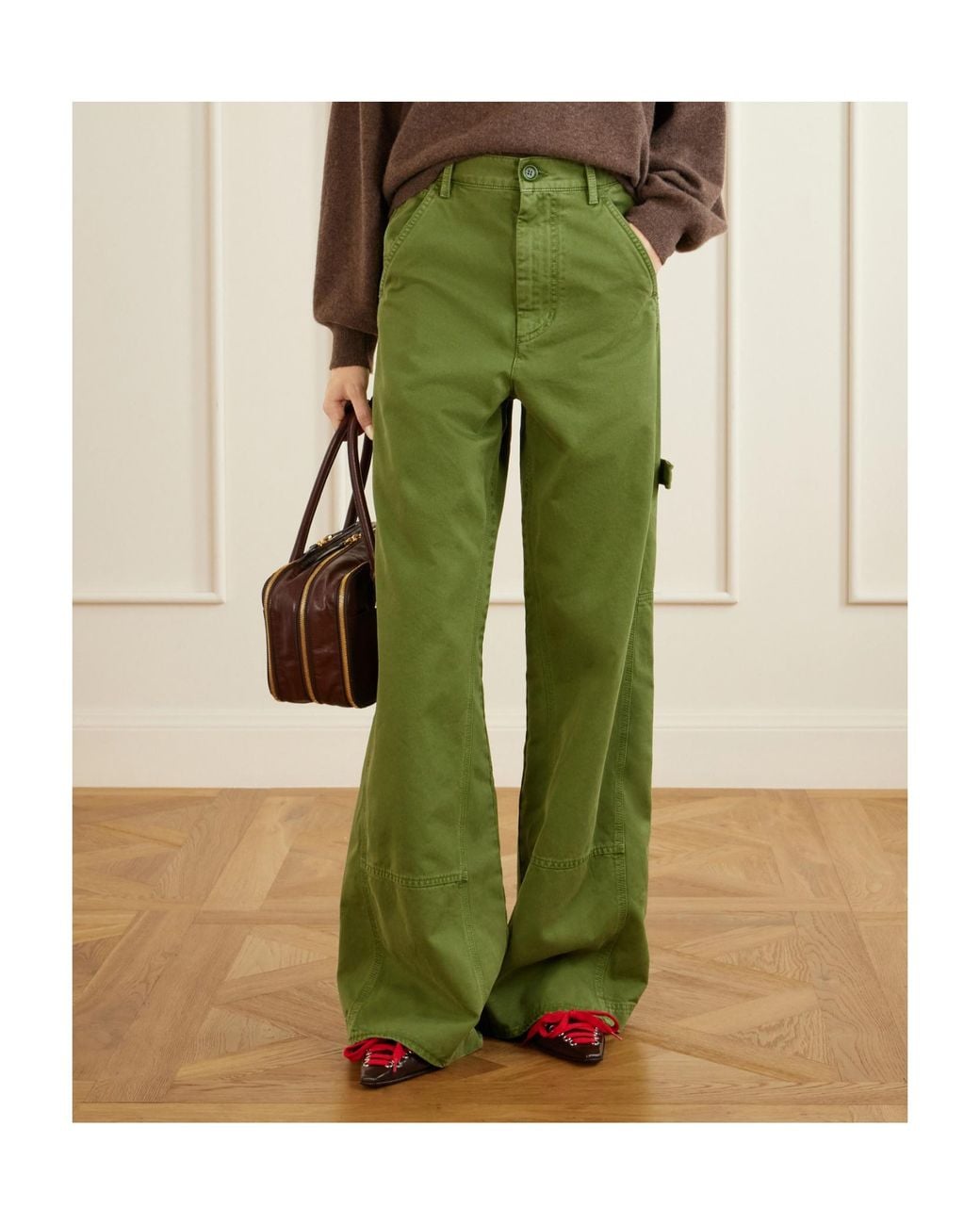 Marni Green High-Waisted Casual Trousers