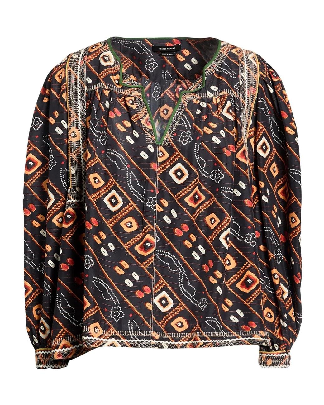 Isabel Marant Black Long-Sleeve Printed Top