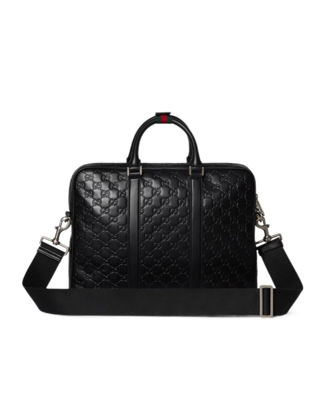 Gucci Black Gg Emblem Large Briefcase for men