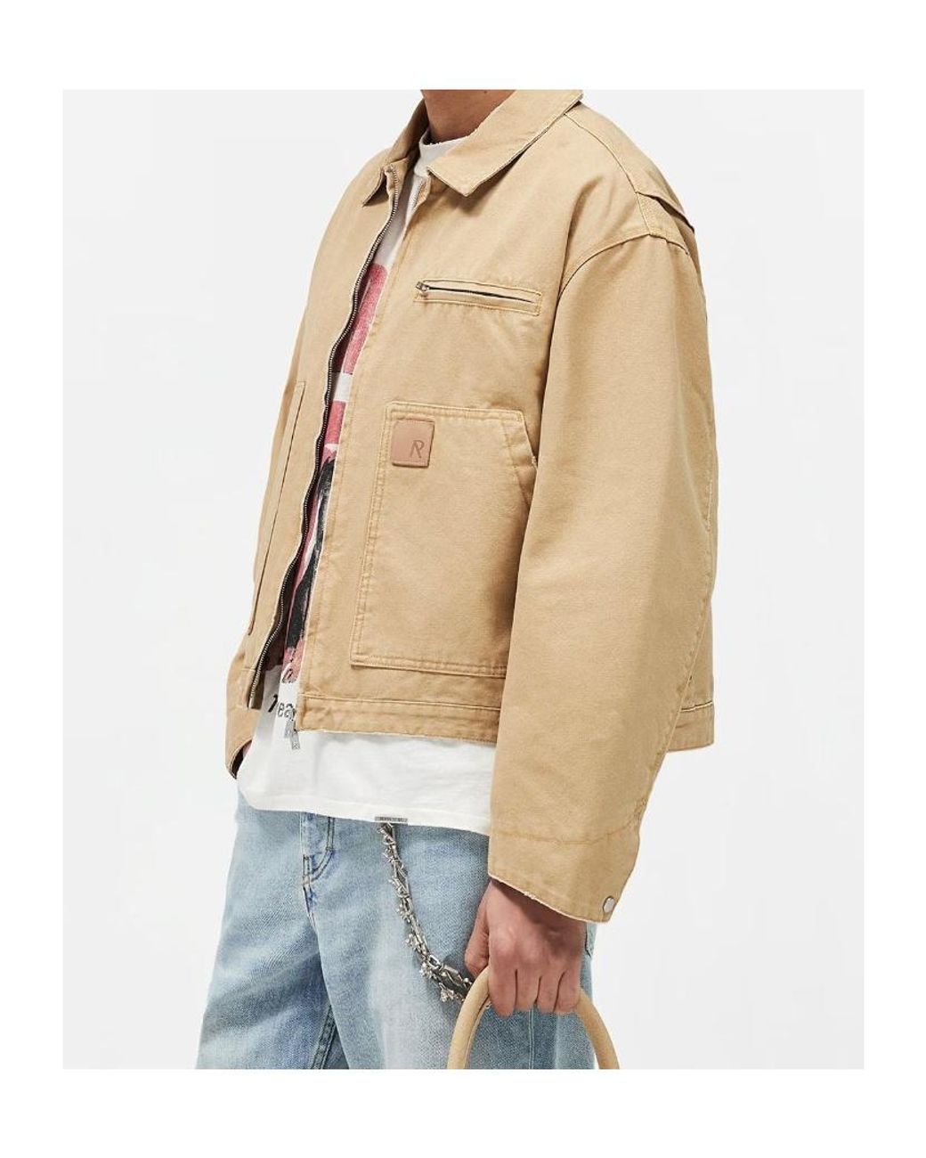Represent Natural Boxy Zip-Up Worker Jacket for men
