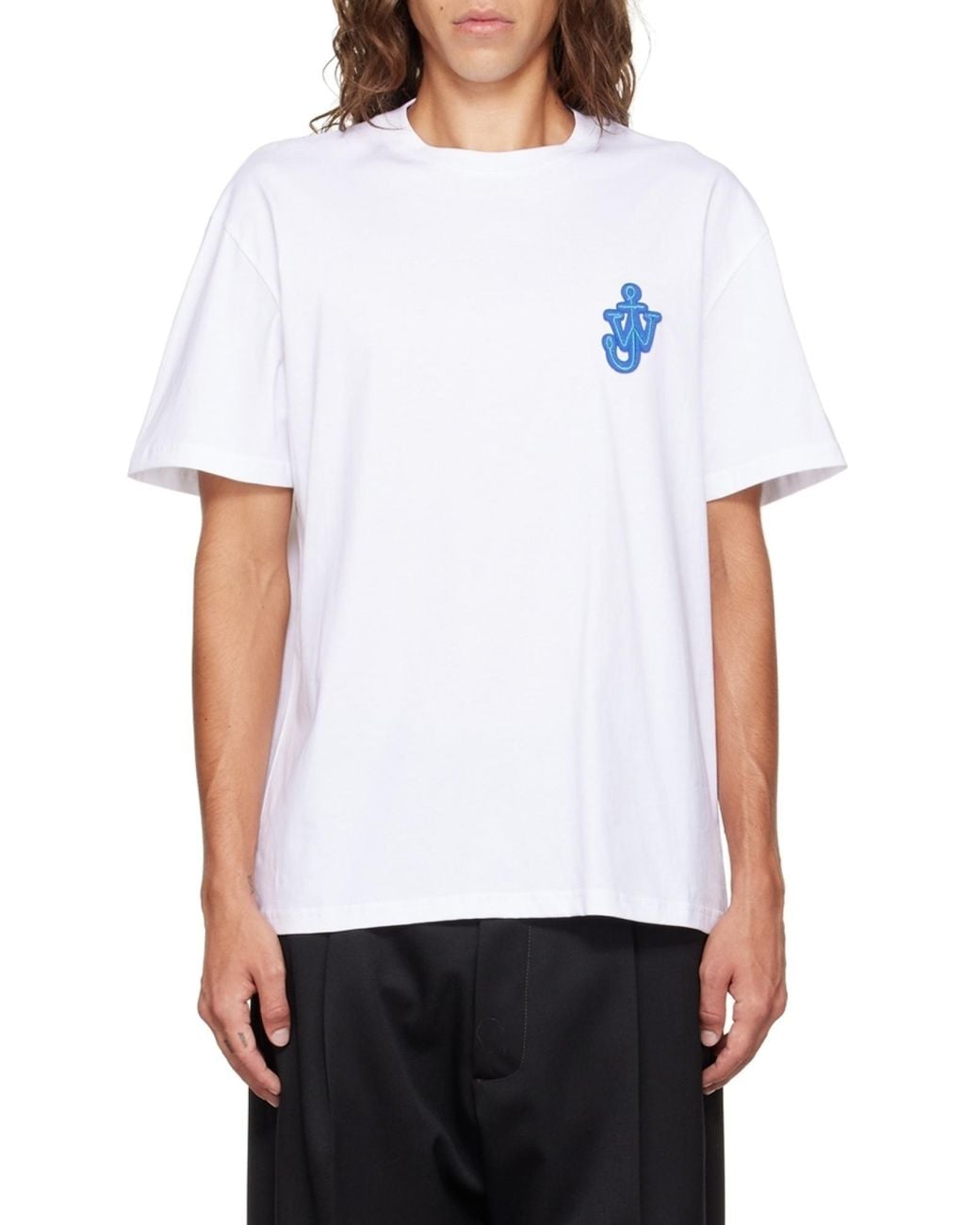 J.W. Anderson White Jw Anderson Logo Embroidered Crewneck T-Shirt for men