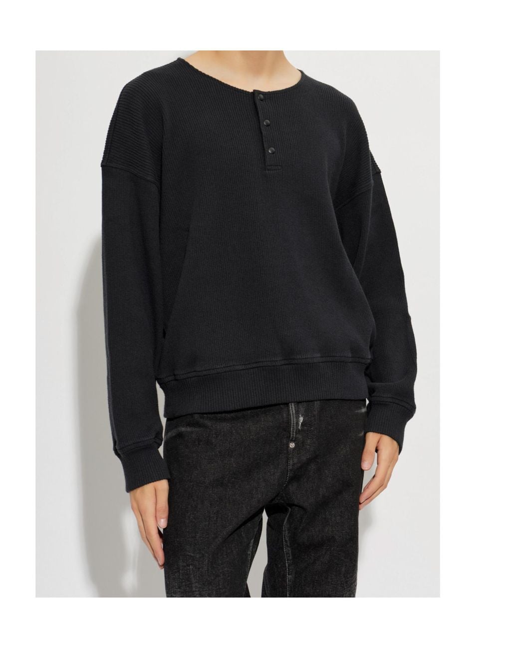 Our Legacy Black Ballon Henley Sweatshirt for men