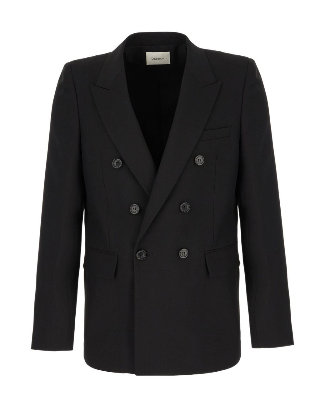 Saint Laurent Black Double-Breasted Long-Sleeved Jacket for men