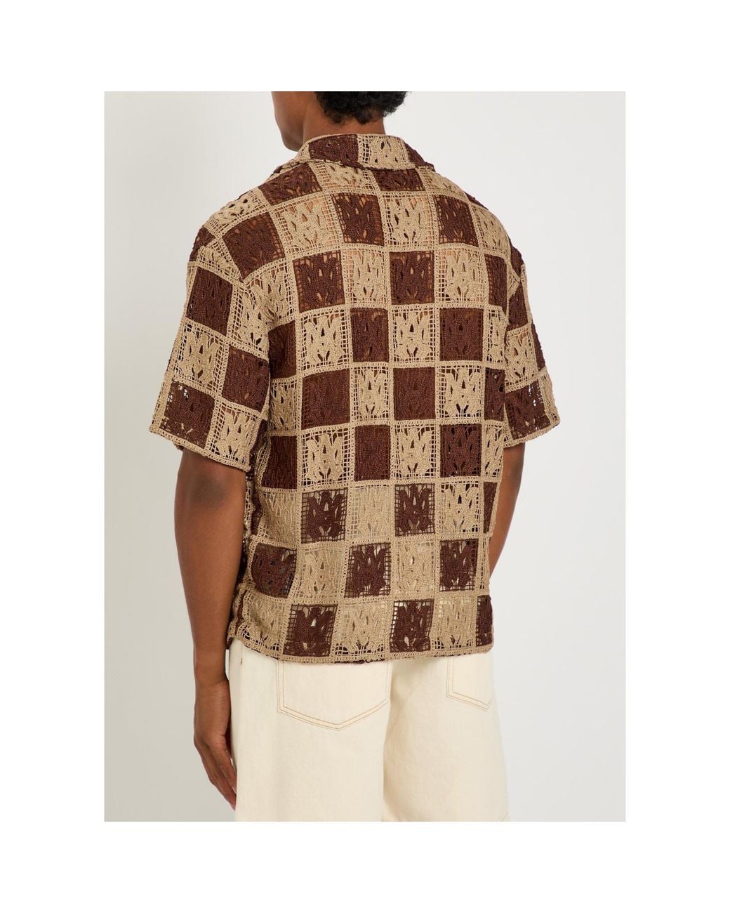 Amiri Brown Checked Short-Sleeved Shirt for men