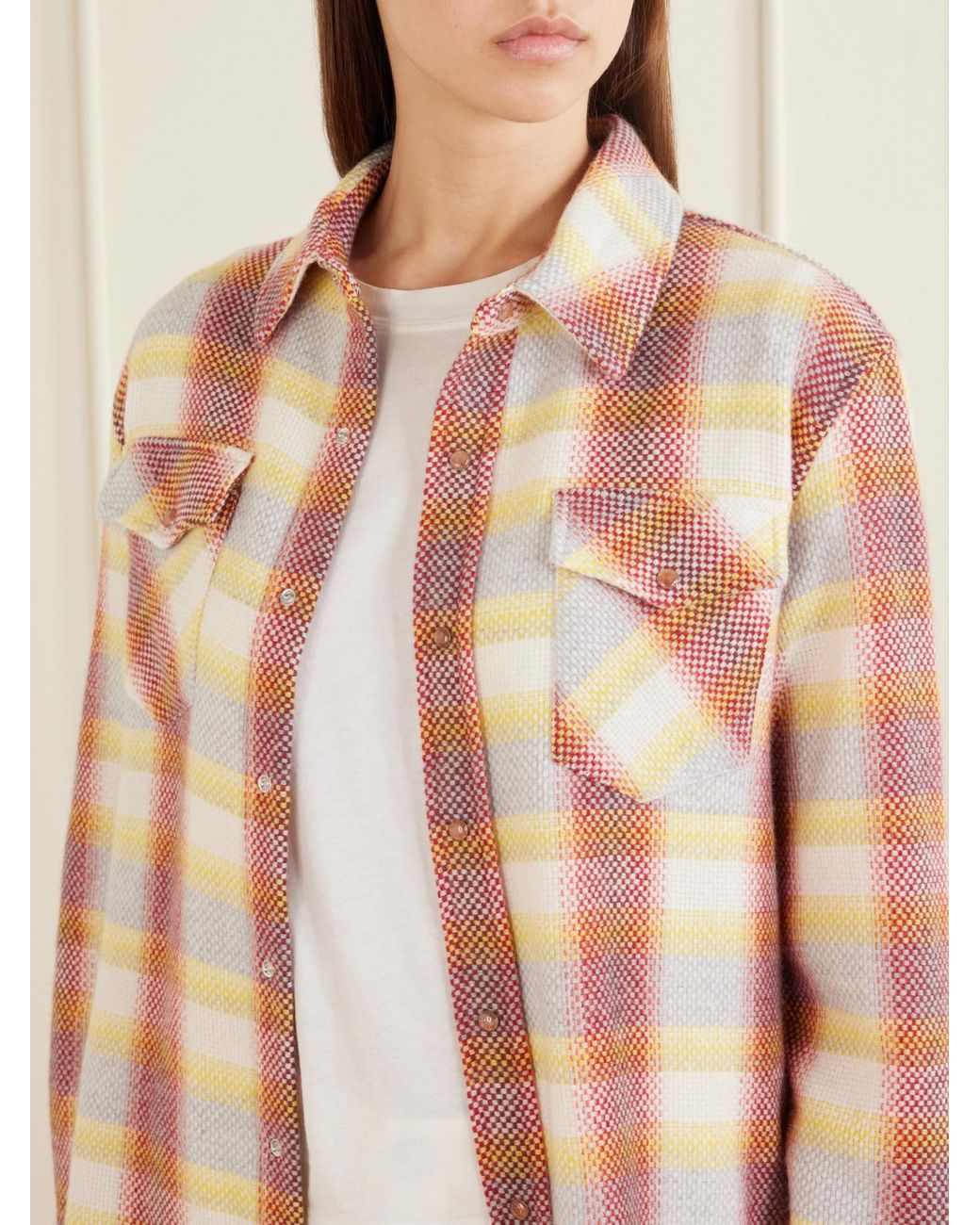 God's True Cashmere Pink Rose Blume Checked Cashmere Shirt