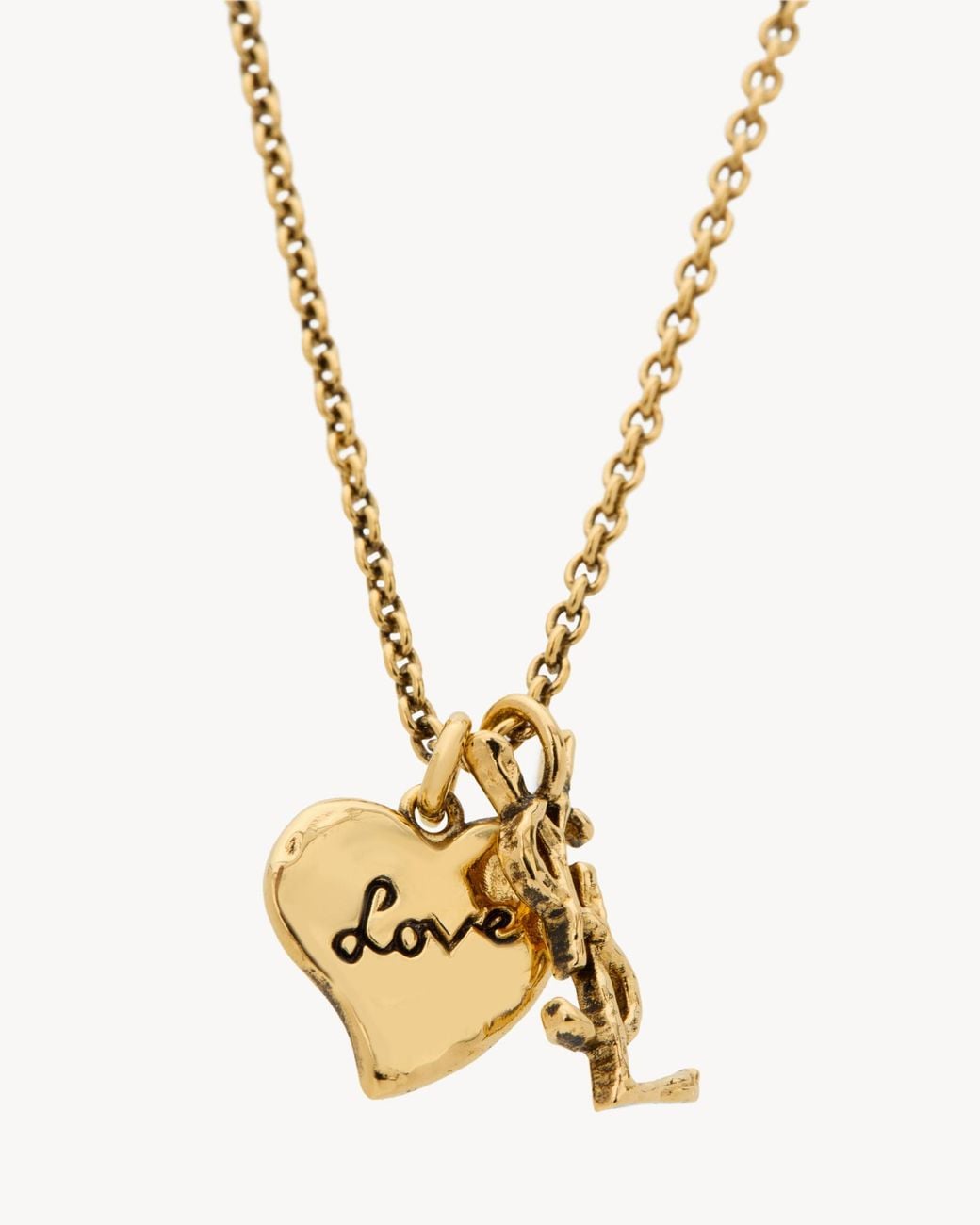Saint Laurent White Coeur Heart Charm Necklace