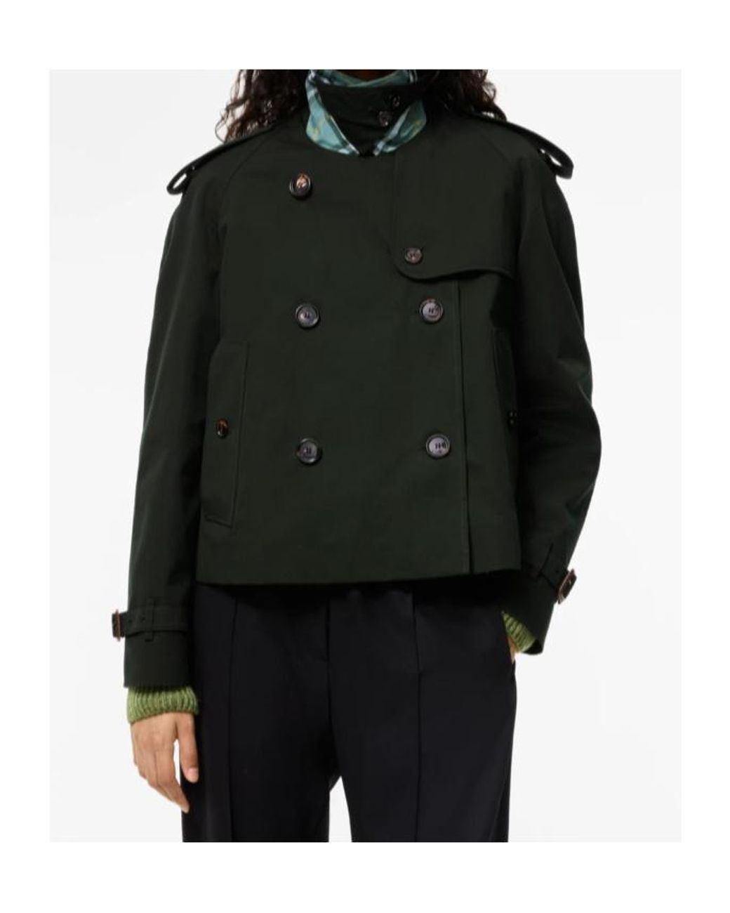 Burberry Black Cropped Gabardine Mayfair Trench Jacket With Warmer