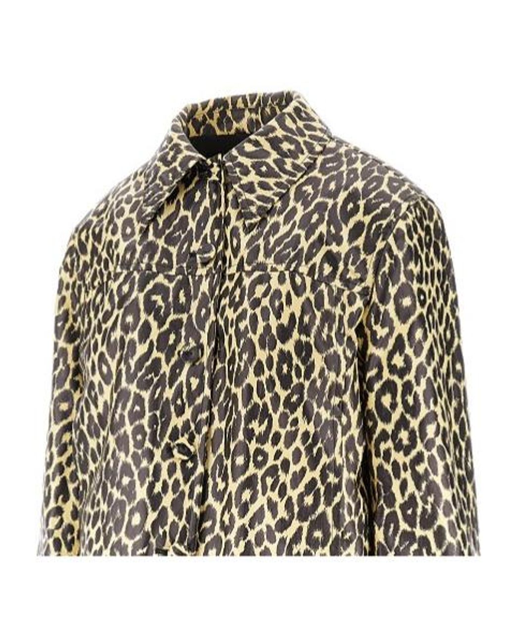 Jil Sander Black Leopard Print Coated Linen Jacket