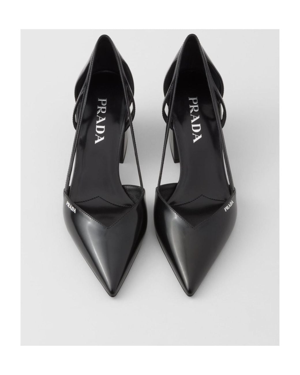 Prada Black Brushed Leather Cut-Out Pumps