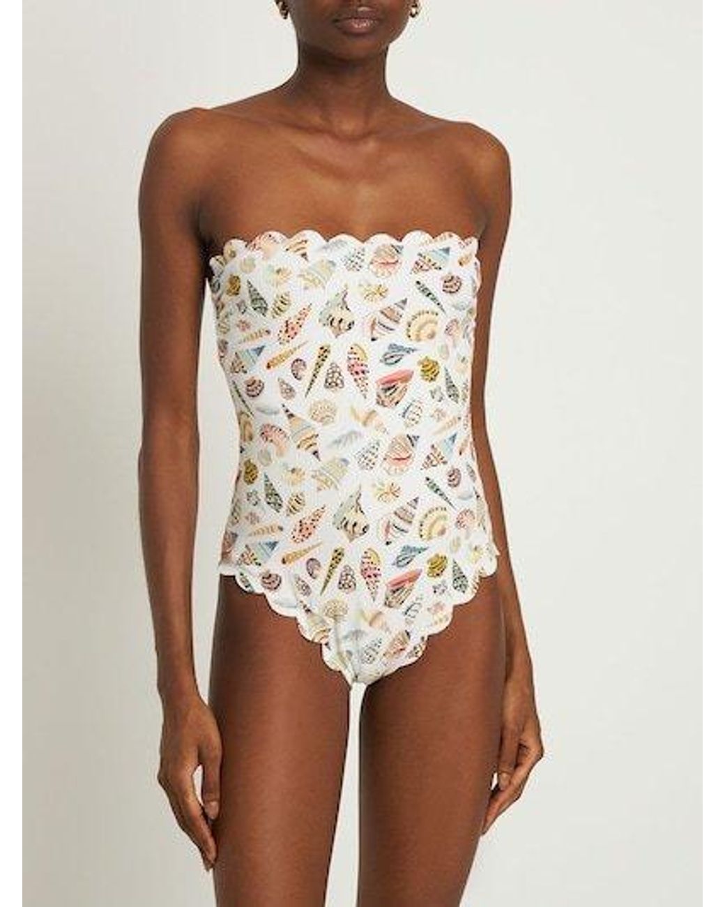 Marysia Swim Natural Esapeake Wears A One-Piece Swimsuit On Both Sides
