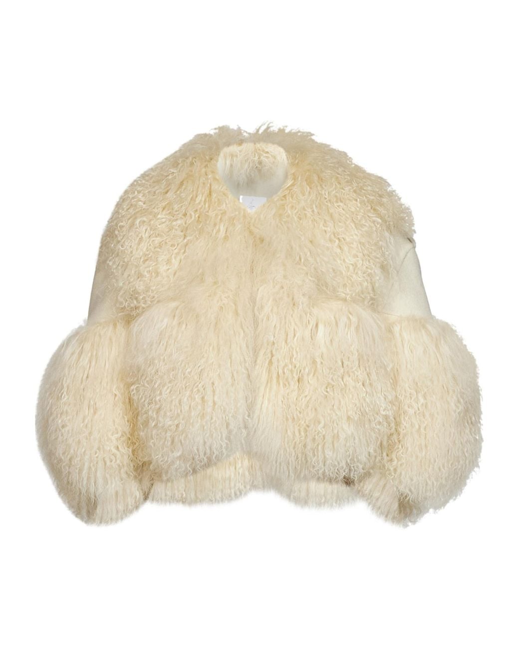 GIUSEPPE DI MORABITO Natural Cropped Fur-Trim Jacket