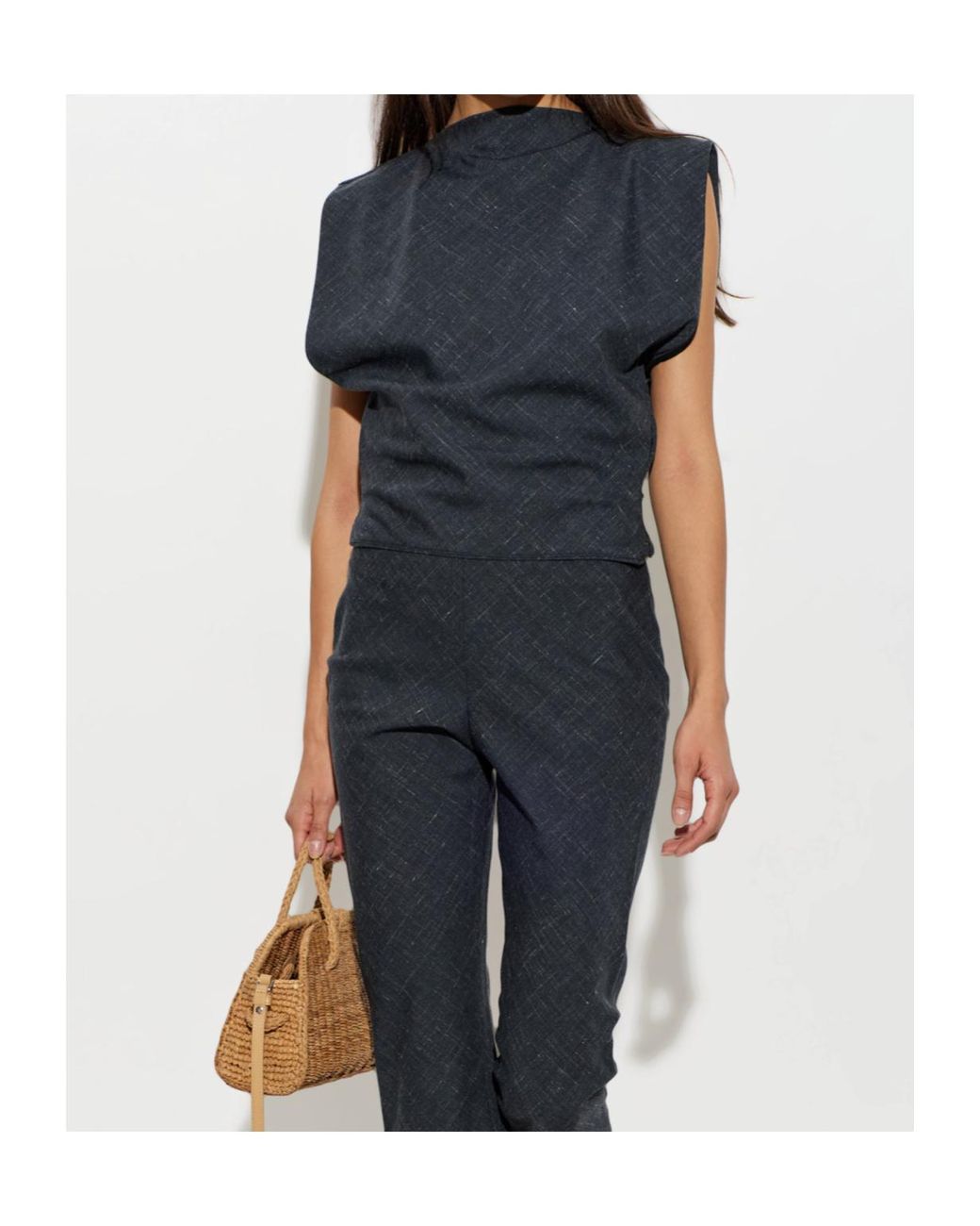 Christopher Esber Blue Banyan Padded-Shoulder Top
