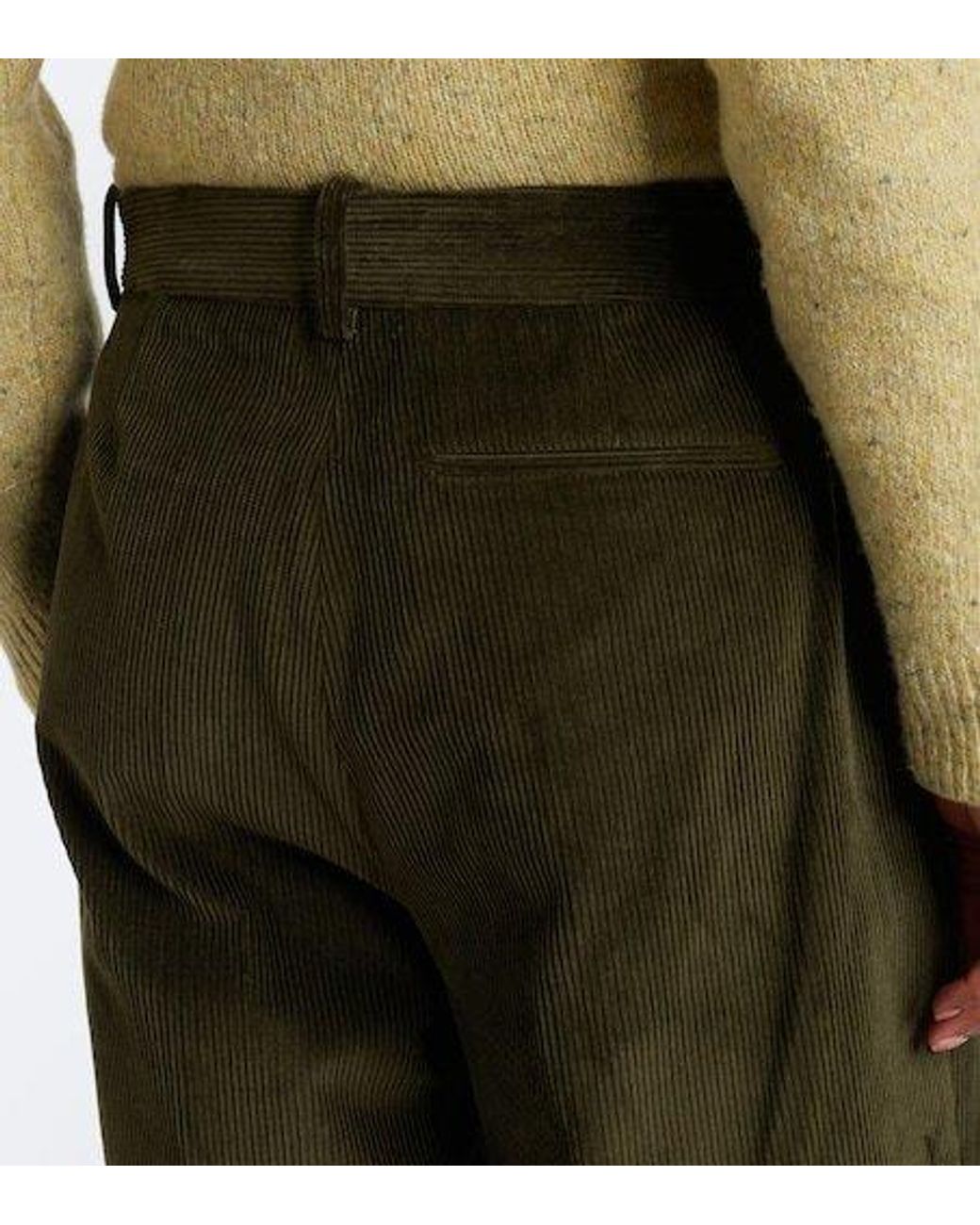 Rohe Gray Pleated Cotton Corduroy Wide-Leg Pants