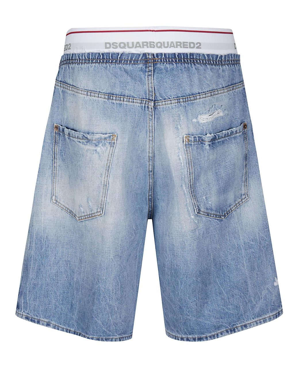 DSquared² Blue Surfer Distressed Bermuda Shorts for men