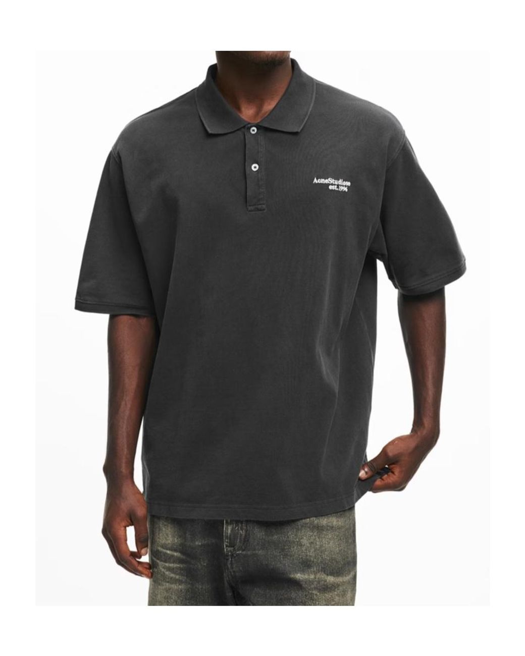 Acne Black Acne Logo Polo Sn62 for men
