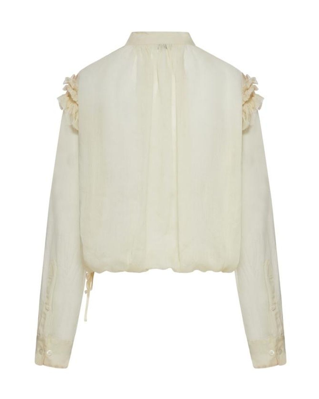 Dries Van Noten White Long Sleeve Ruffle Shirt