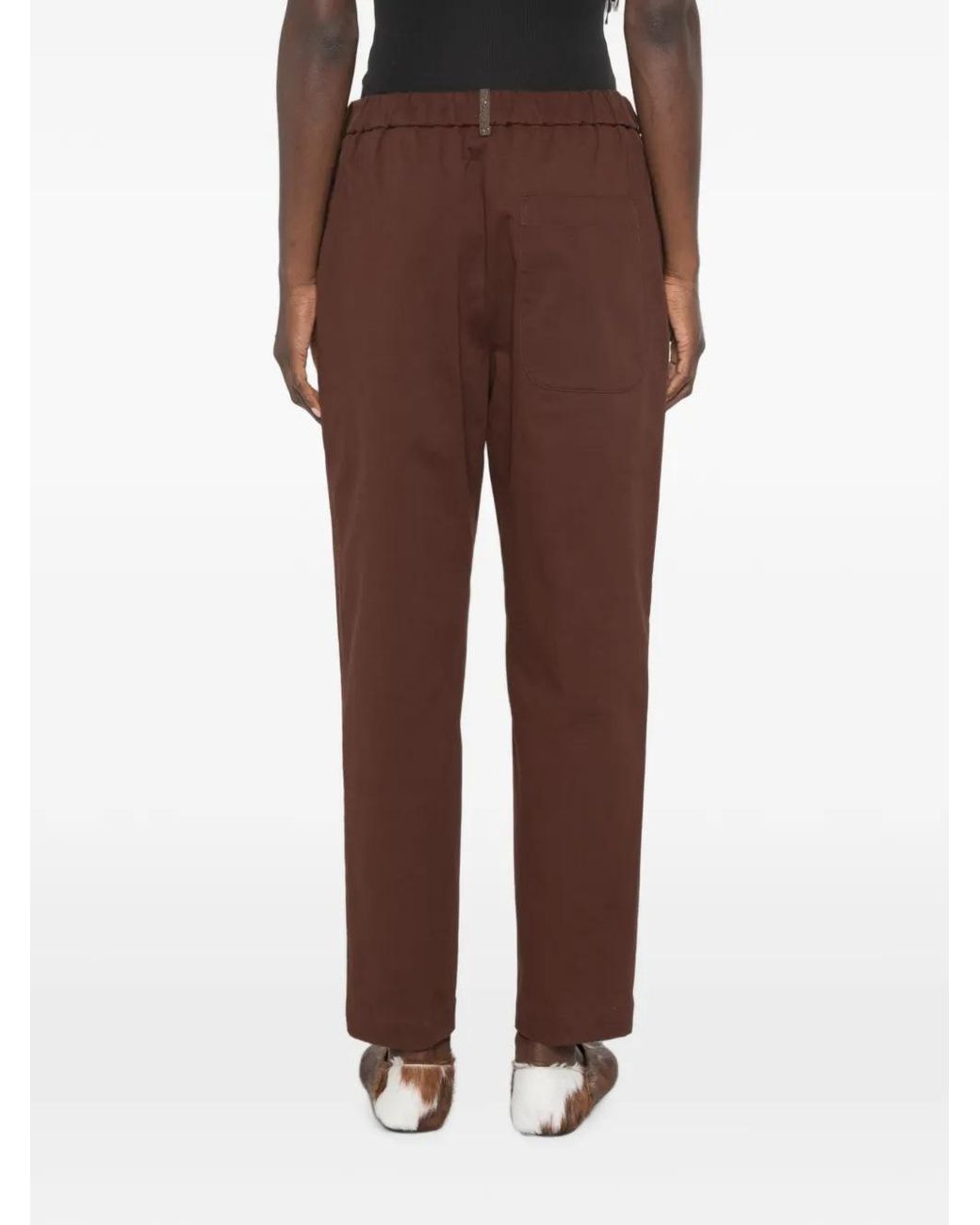 Fabiana Filippi Brown Elasticated-Waistband Tapered Trousers