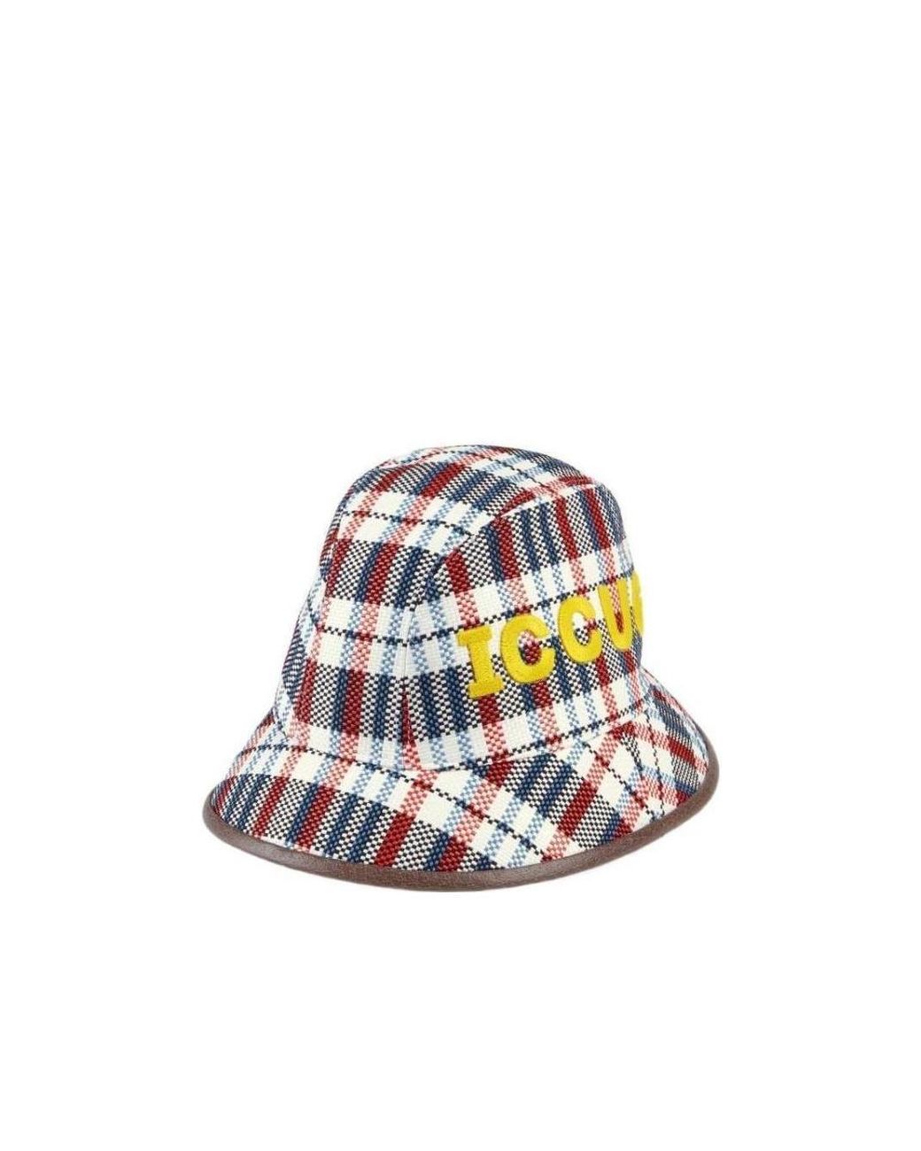 Gucci White Iccug Check-Print Fedora for men