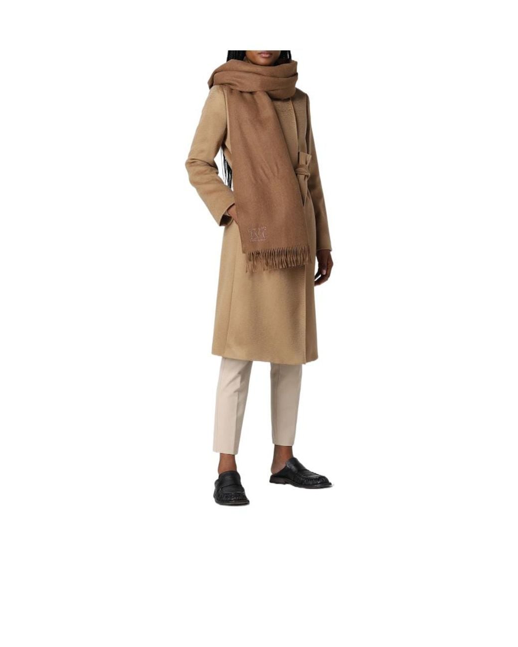 Max Mara Brown Logo Scarf