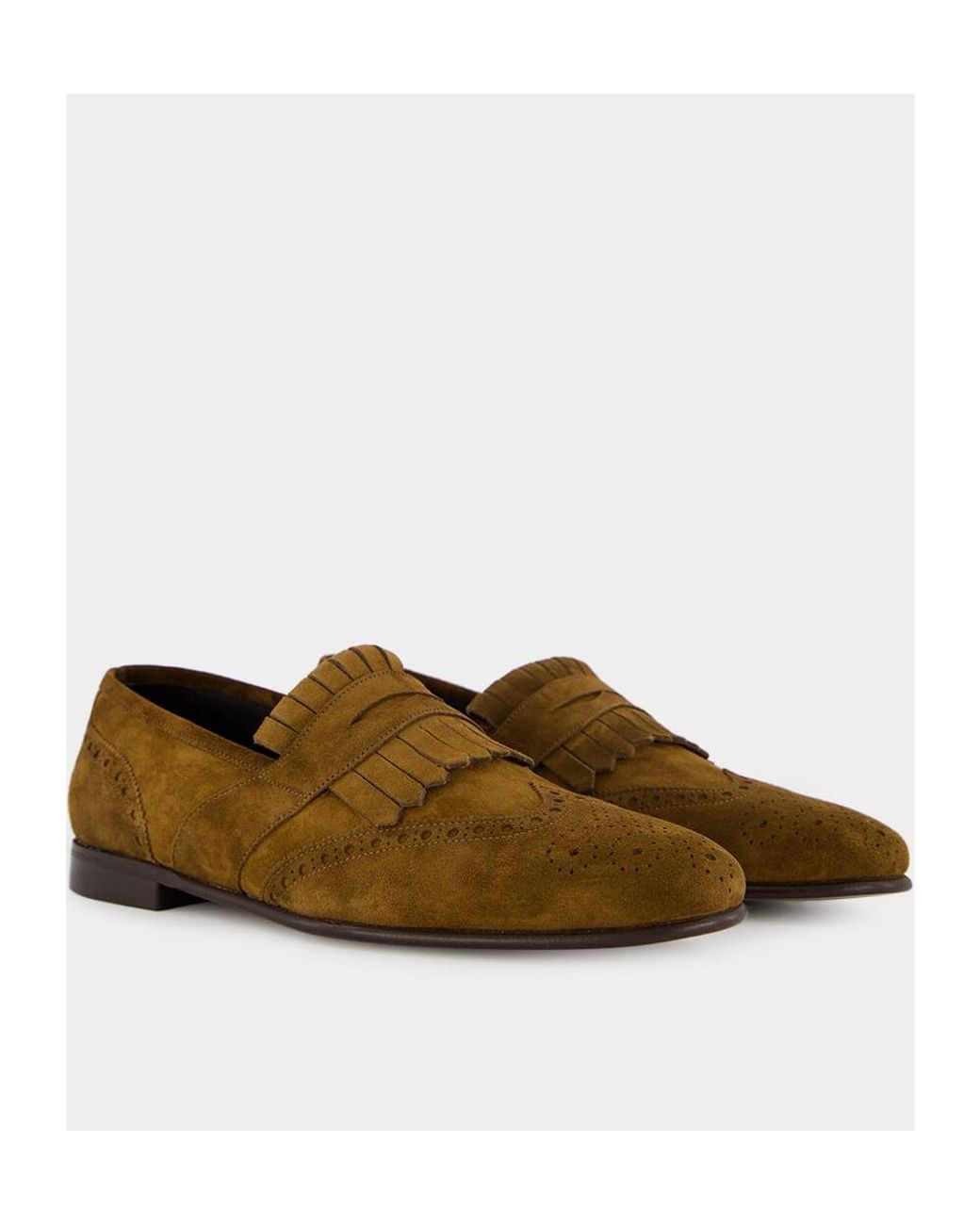 Manolo Blahnik Brown Round Head Loafer Shoes for men