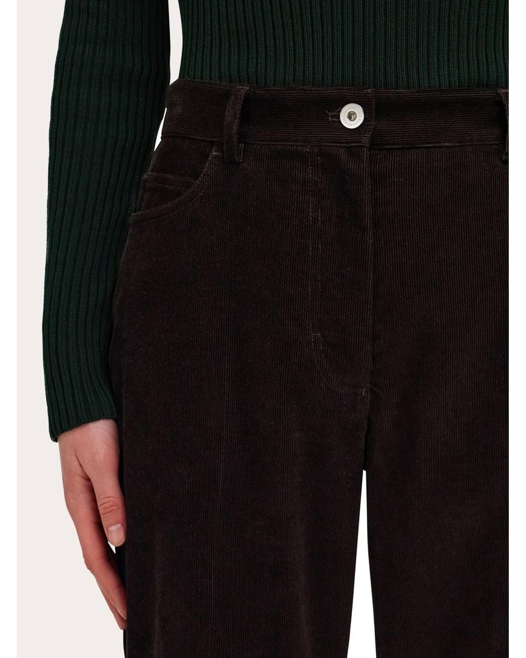 Ferragamo Black Ferragamo Flared Cords Trousers