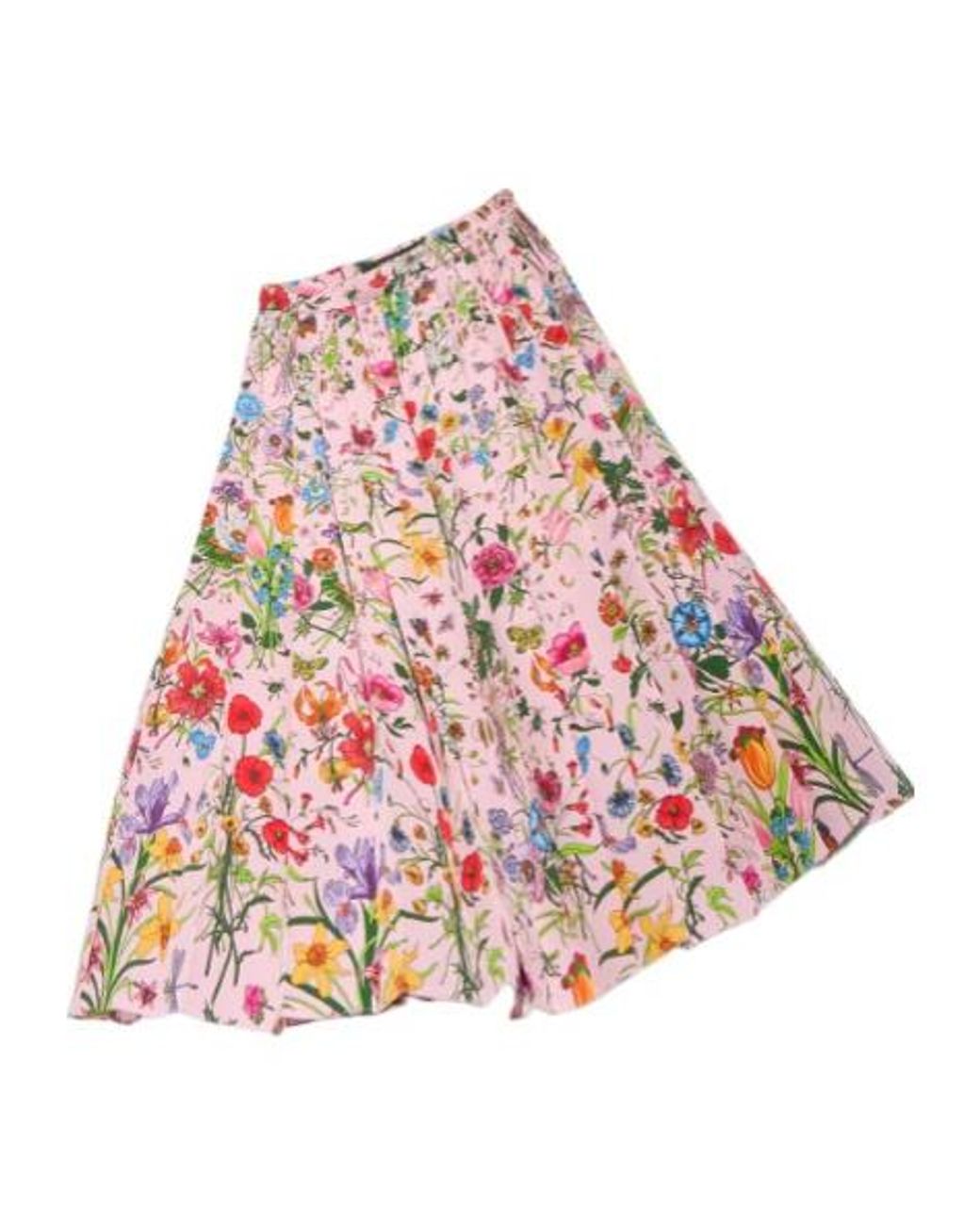 Gucci Red Printed Silk Pleated Skirt