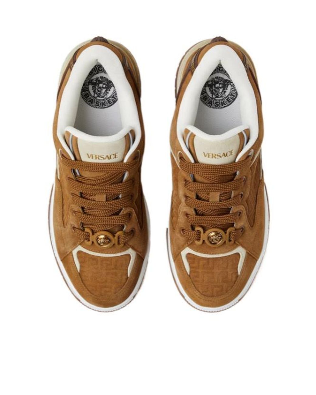 Versace Brown Biggie Basket Low Top Sneakers for men