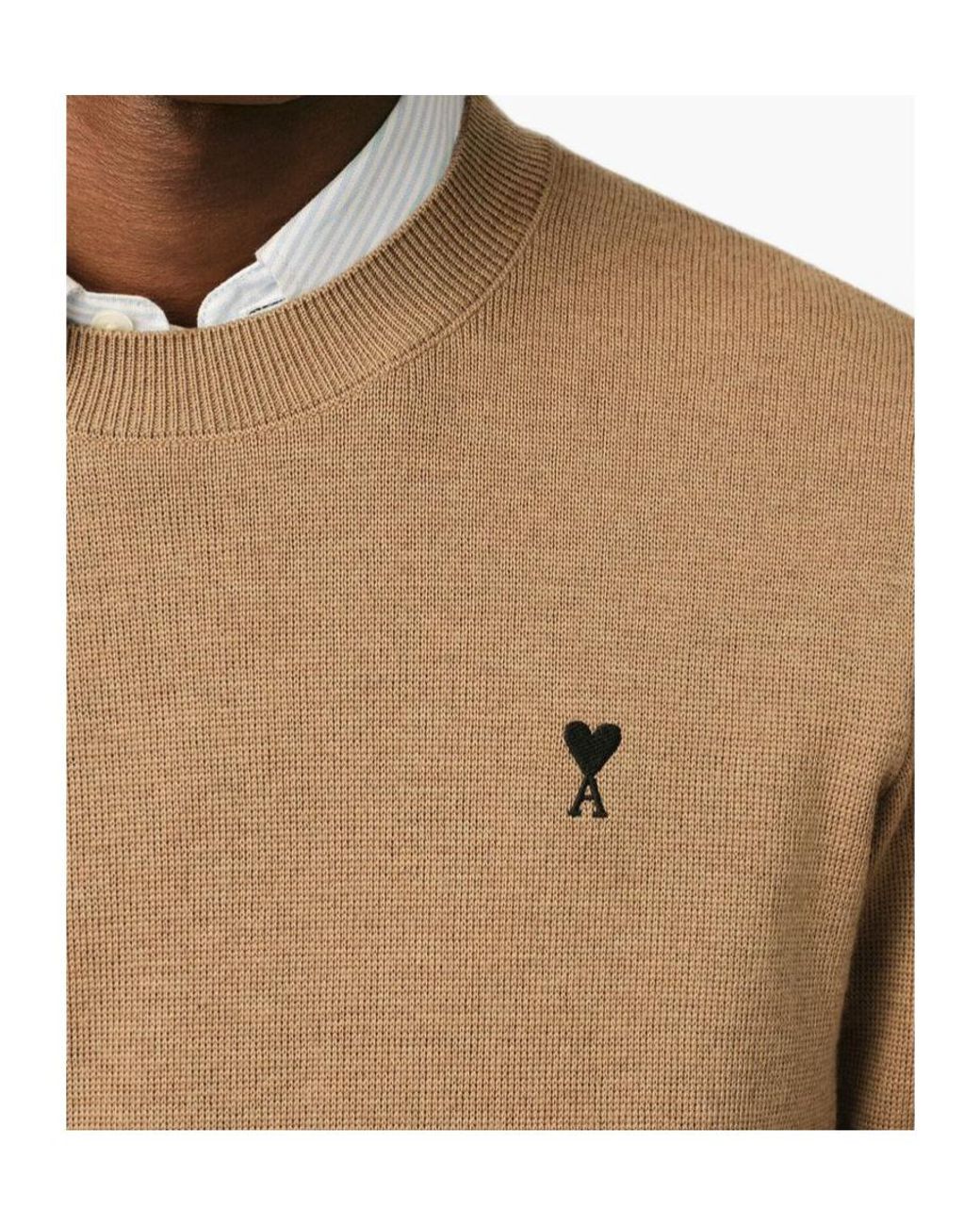 AMI Natural Crew Neck Long-Sleeved Knitwear for men