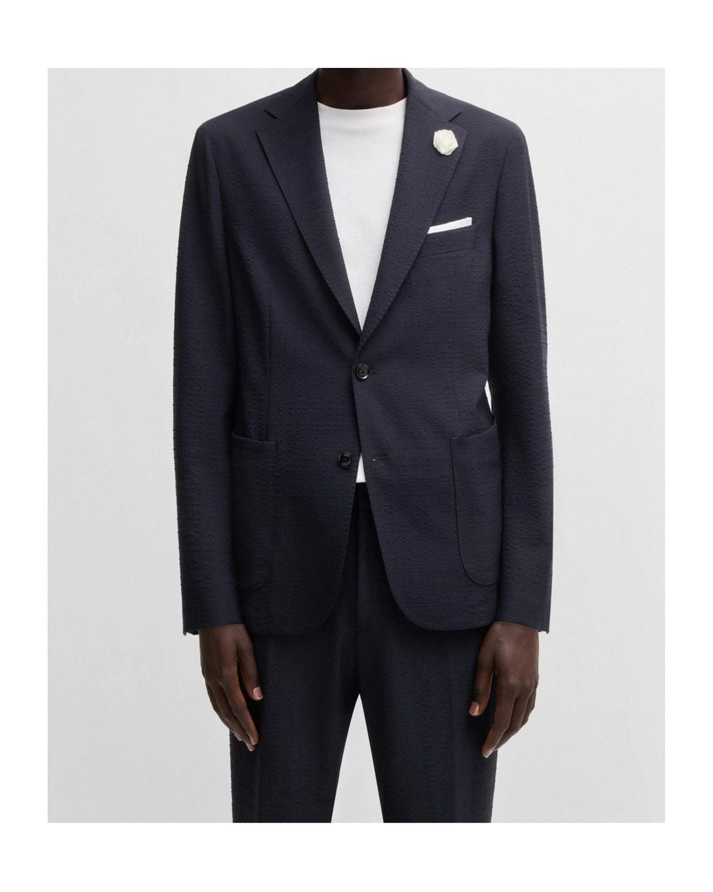 Boss Blue Boss Stretch Seersucker Slim Fit Blazer for men