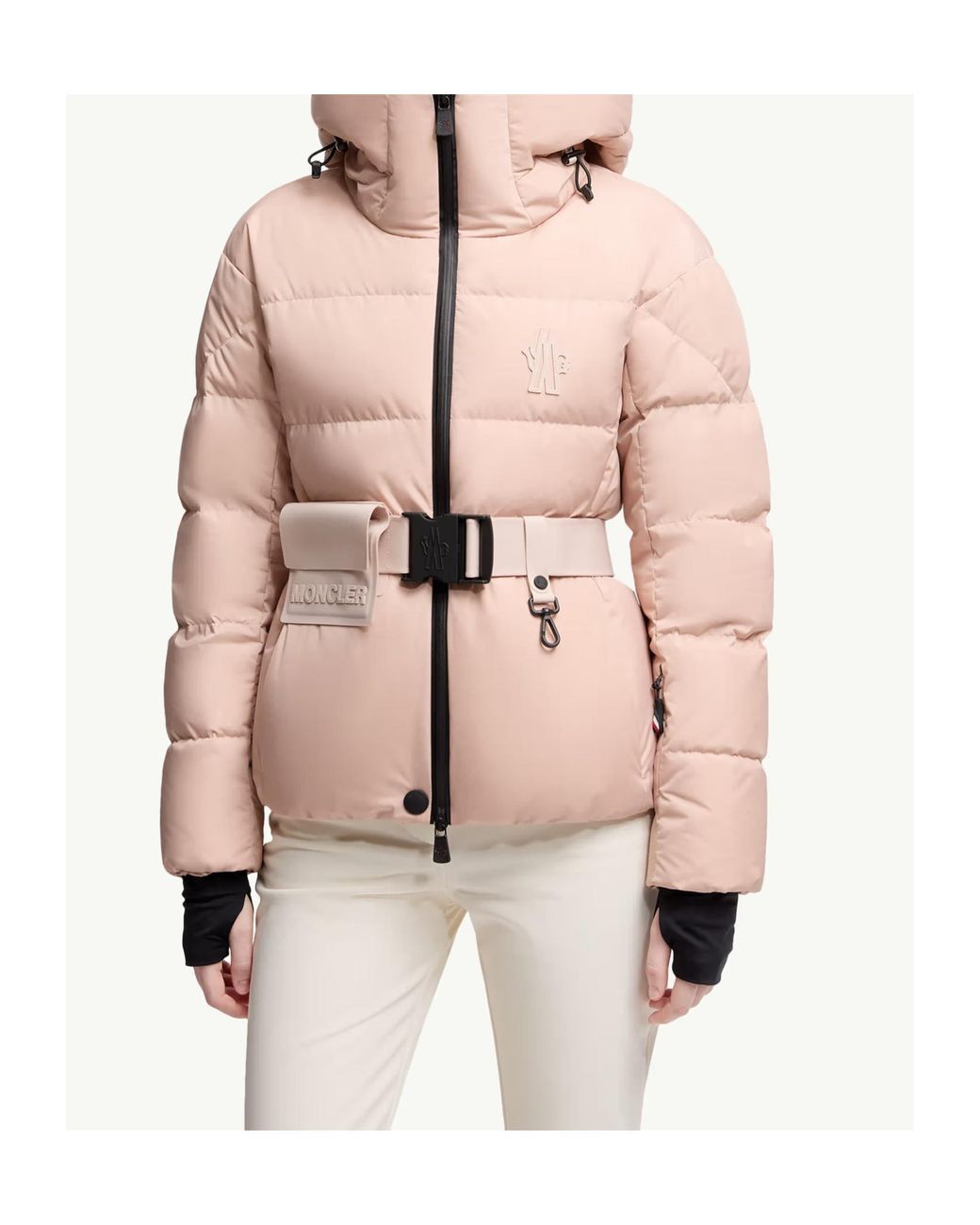 Moncler Grenoble Buckled Waist Padded Jacket in Pink | Lyst