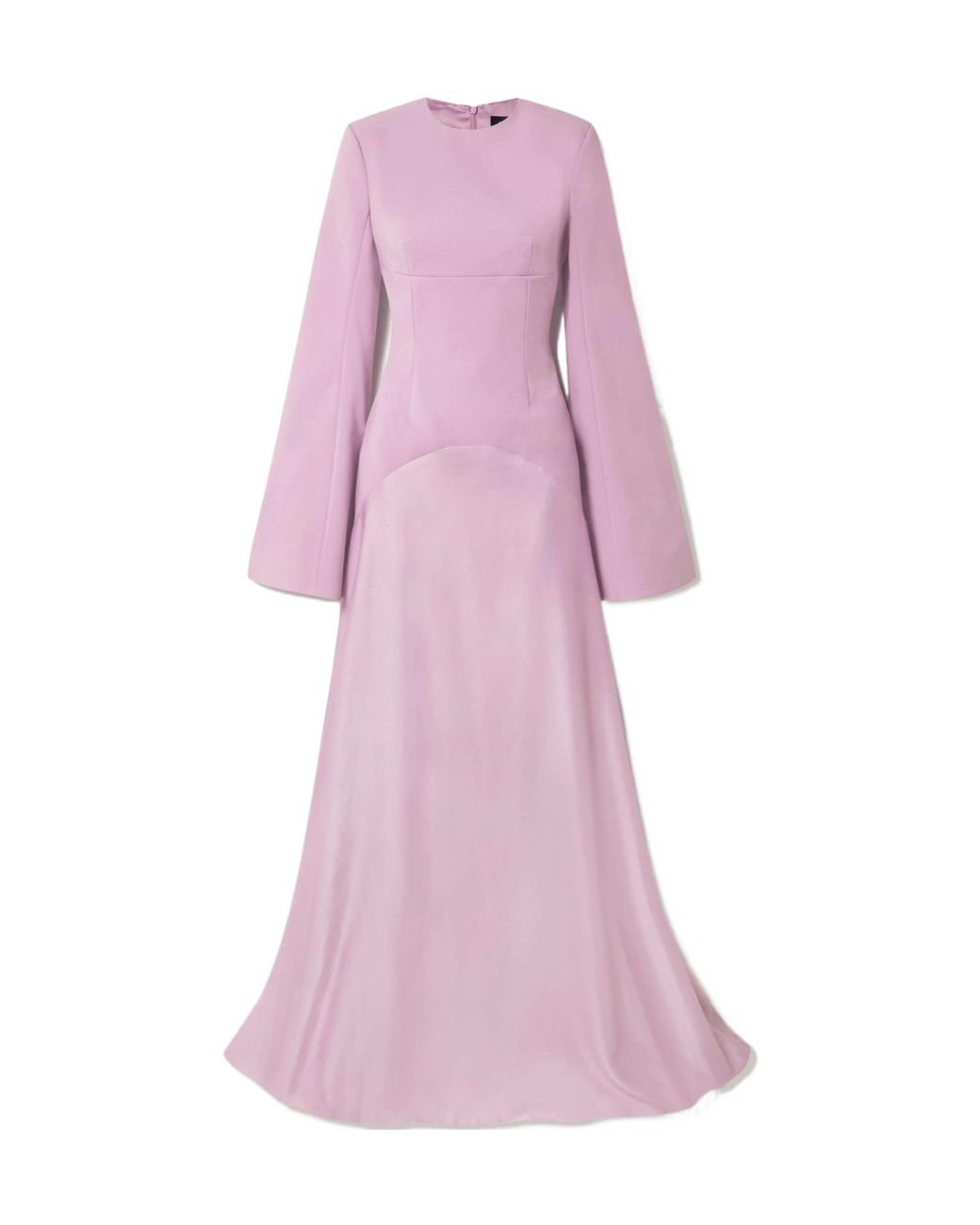 Solace London Pink Claudine Satin-Trimmed Crepe Gown