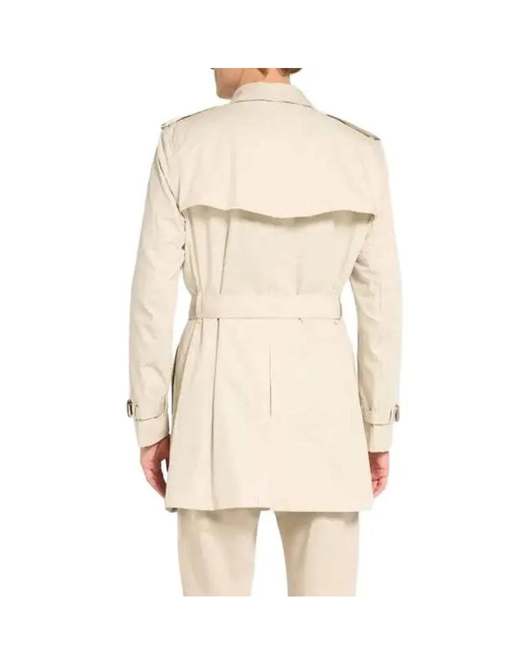 Burberry White Double Breasted Belted Trench Coat for men