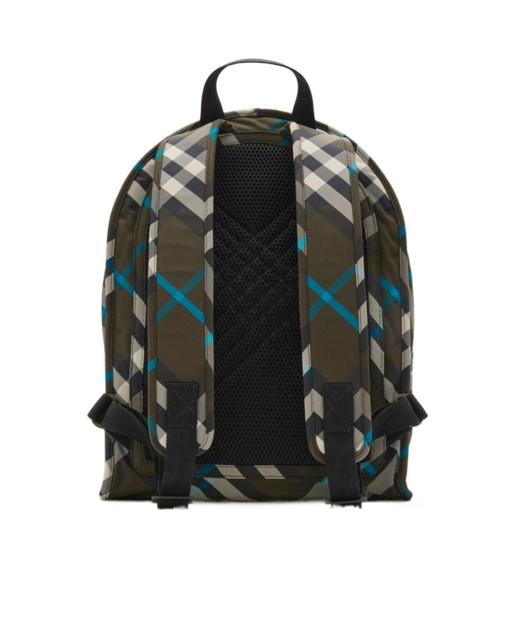 Burberry Green Shield Checked Zipped Backpack for men