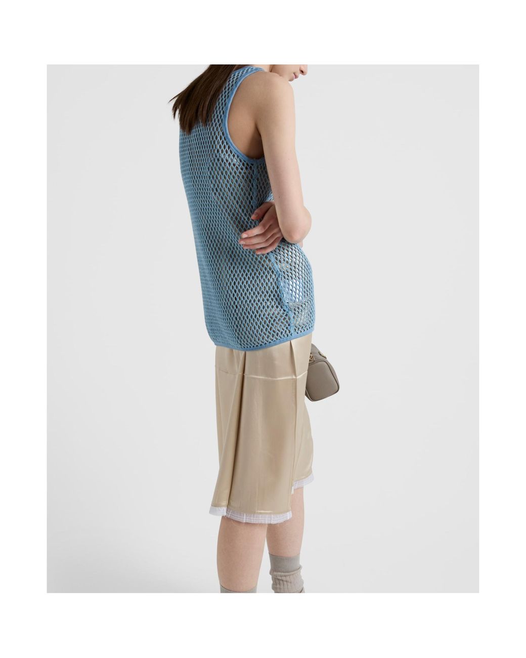 Prada Blue Cotton Mesh Tank Top