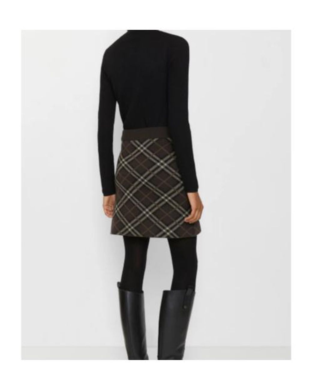 Burberry Black Checked Knitted Skirt