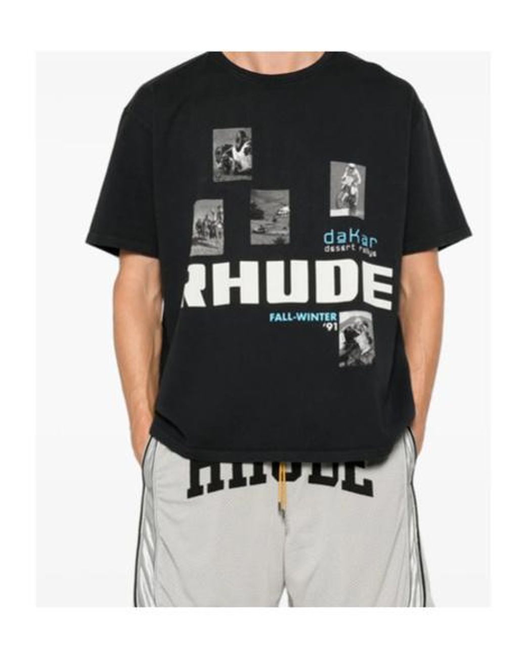 Rhude Black Short Sleeved Logo Printed T-Shirt for men