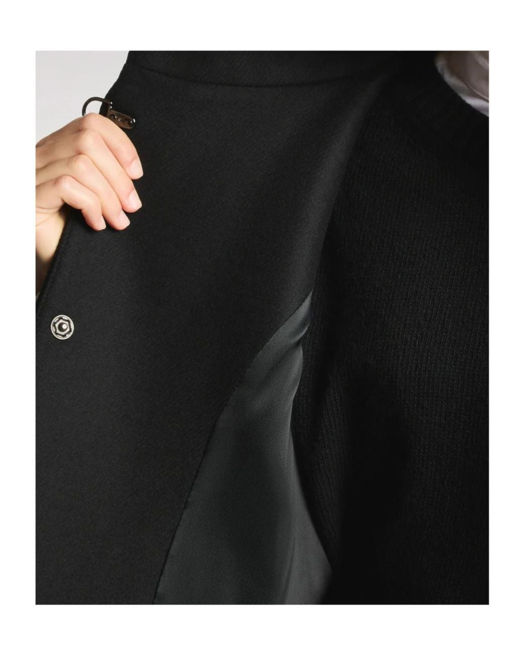 Fay Black Three-Quarter Sleeve Coat