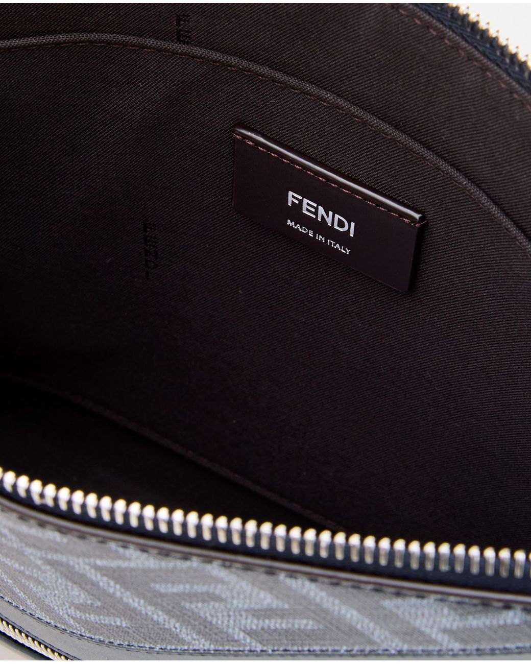 Fendi Blue Ff Jacquard Panelled Zipped Clutch Bag for men