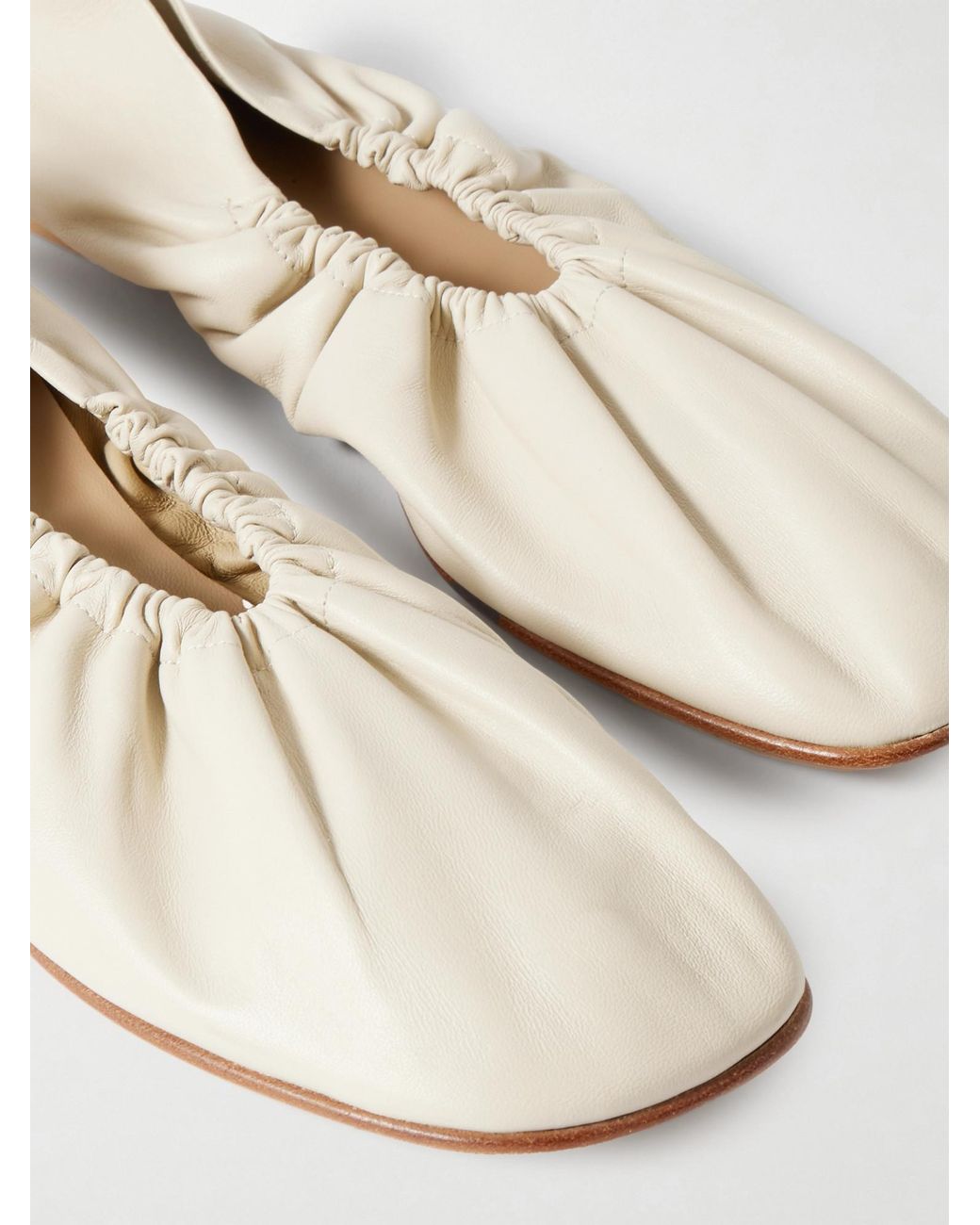 Le Monde Beryl Natural Gathered Leather Ballet Flats