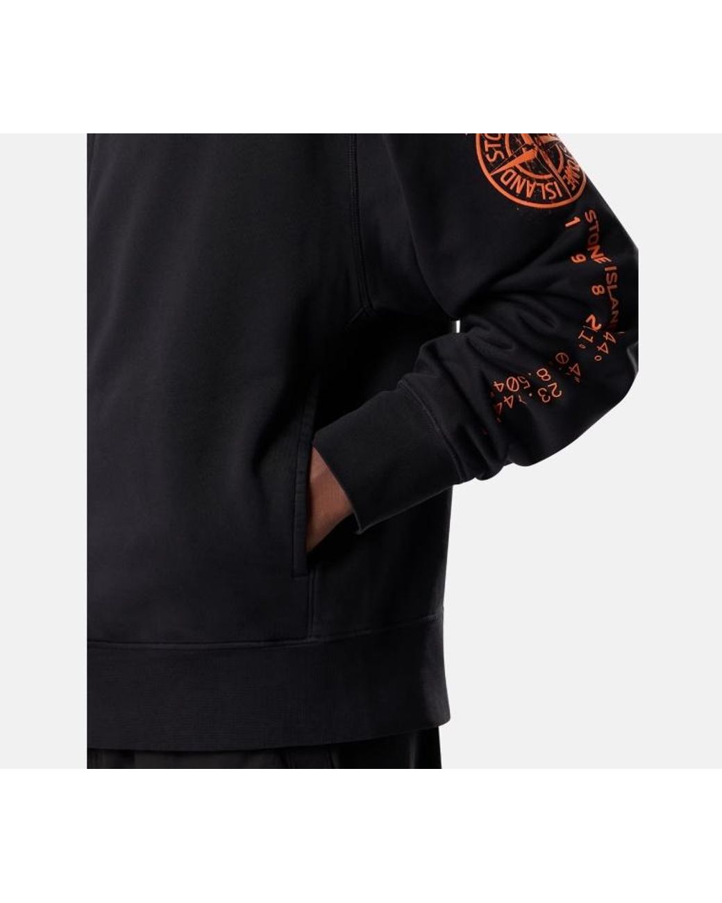 Stone Island Blue Oversized-Fit Zip-Up Sweatshirt With 'Vertical Placement' Print for men