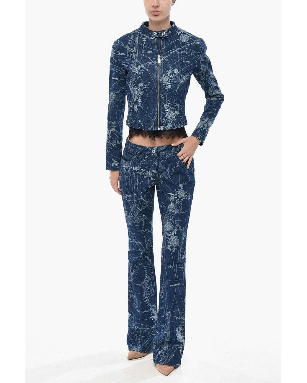 Off-White c/o Virgil Abloh Blue Printed Full-Zip Jacket