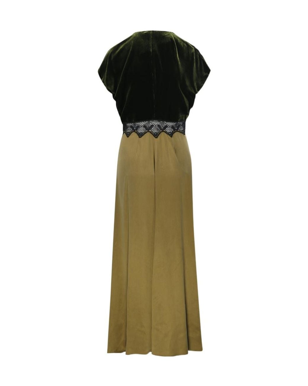 Forte_forte Green Velvet And Cupro Dress With Lace