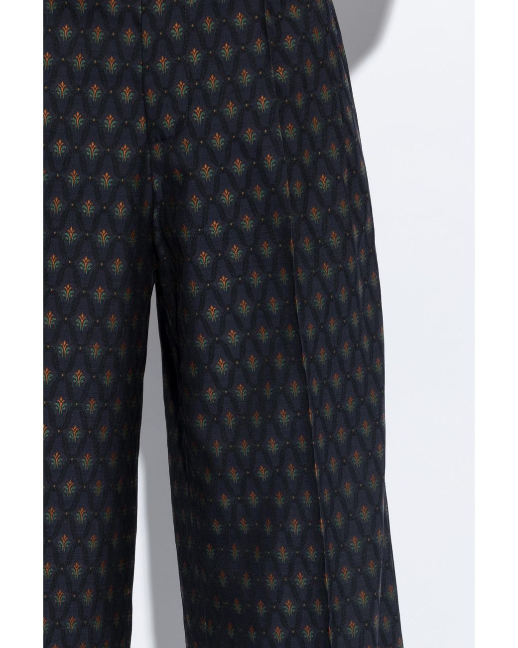 Etro Blue Decorative Pattern Straight Leg Pants