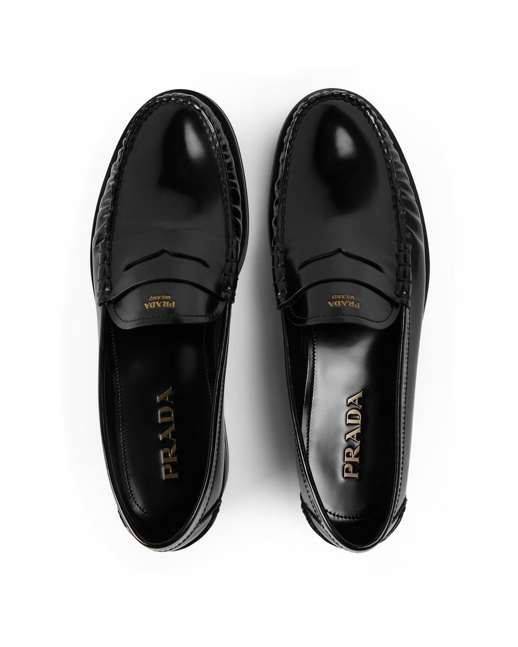 Prada Black Foil Moccasin Loafers for men