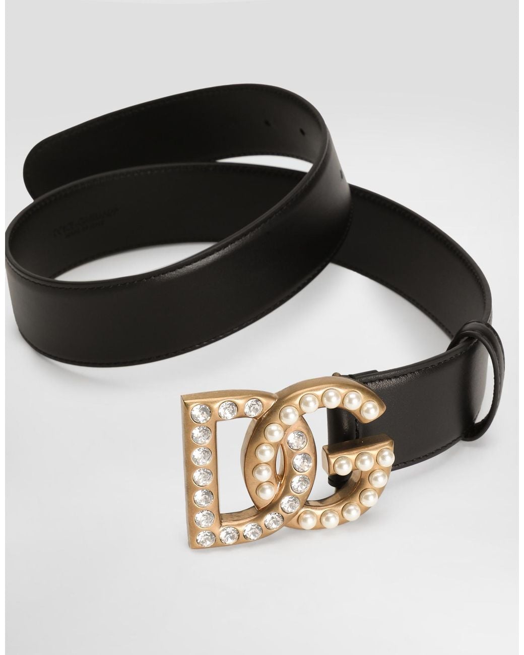 Dolce & Gabbana White Dg Logo Buckle Leather Belt