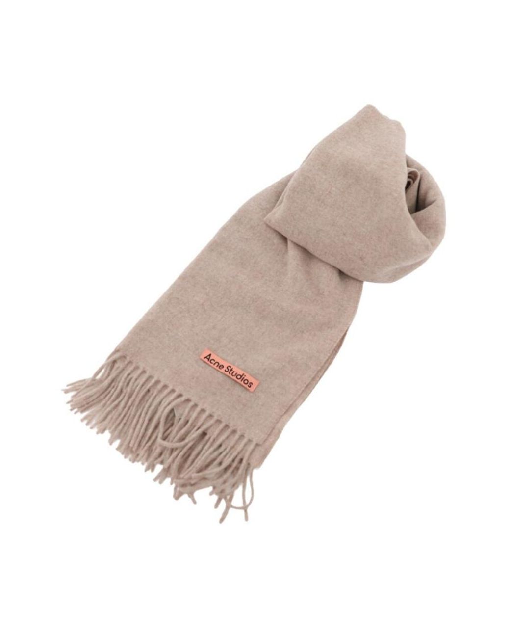Acne Natural Logo Patch Fringed-Edge Scarf for men