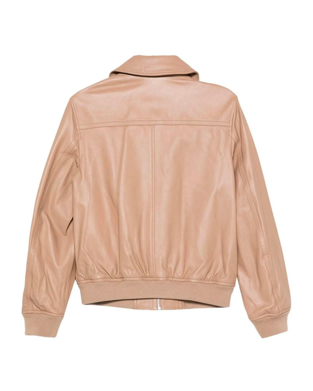 Yves Salomon Natural Zip-Up Leather Jacket